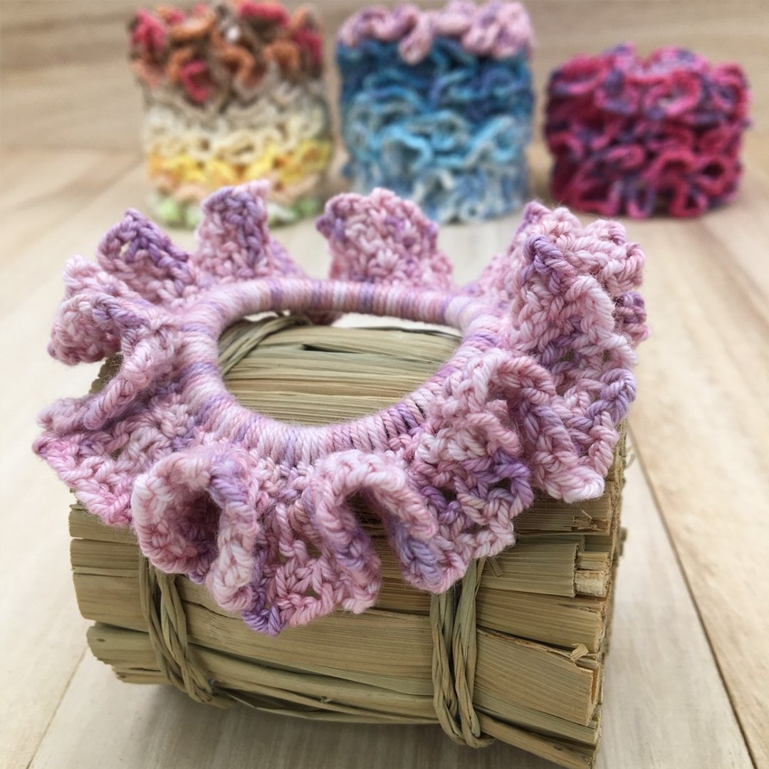 Hair Scrunchies - Colourful Hair Ties &amp; Elastics - Crochet Hair Accessories - 发饰 - 棉．麻 紫色