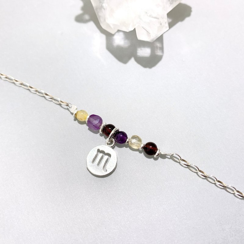 Ops silver bracelet-天蝎座/石榴石/纯银/星座/紫水晶/黄水晶 - 手链/手环 - 宝石 多色