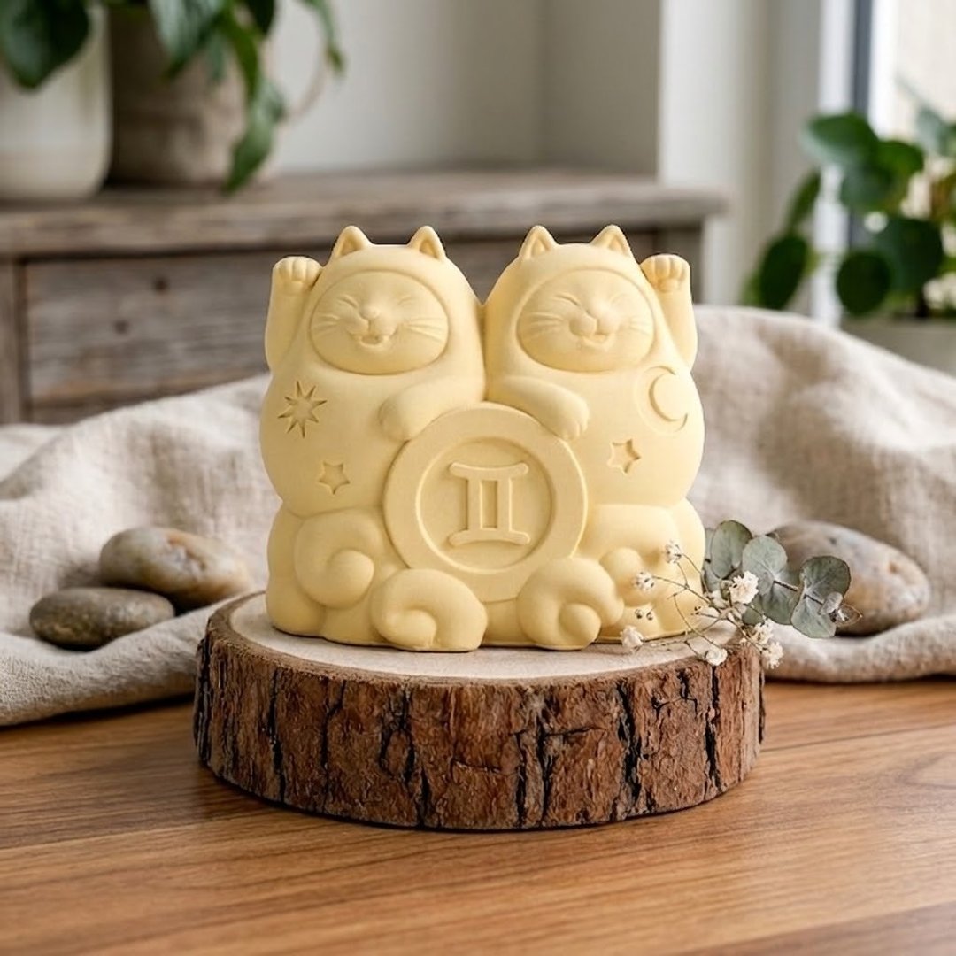【限定登场】双子座开运胖胖猫 - 香薰/精油/线香 - 水泥 绿色