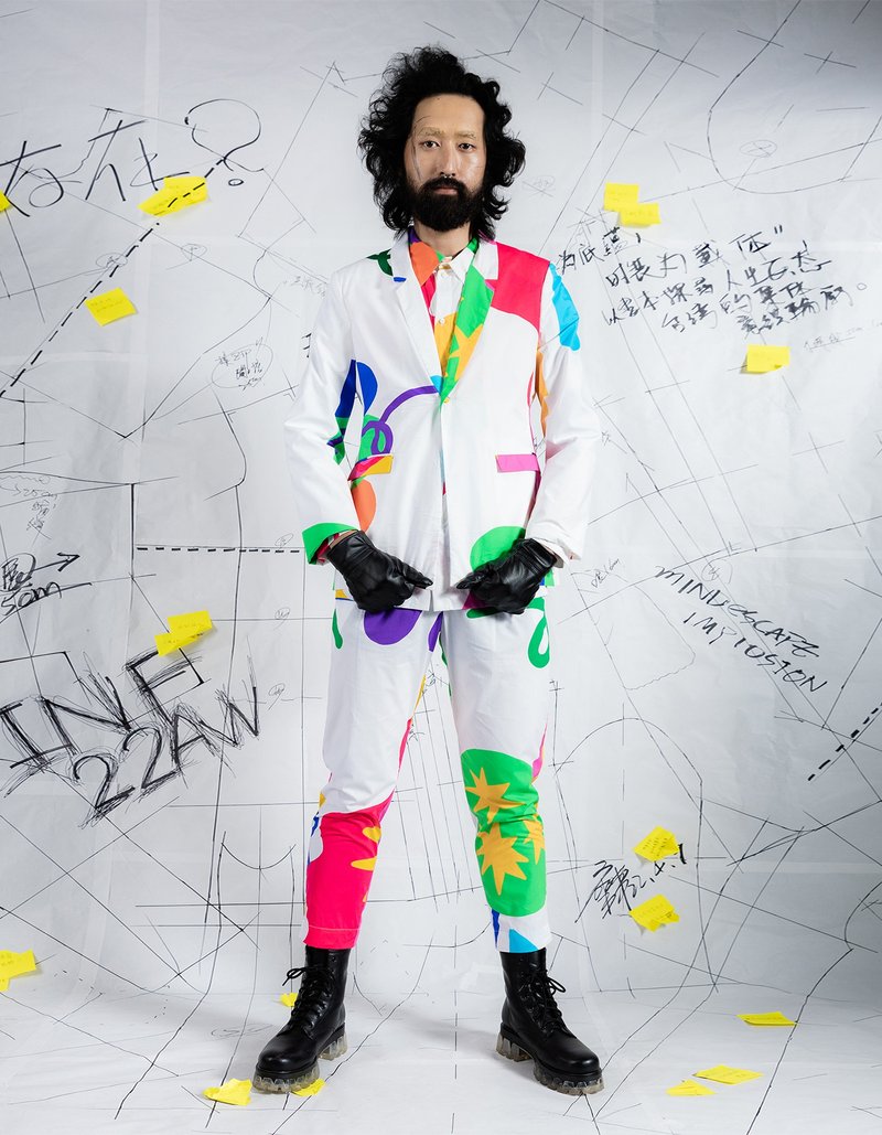 INF 22AW跨界联名白印花短西装外套 - 男装衬衫 - 棉．麻 多色