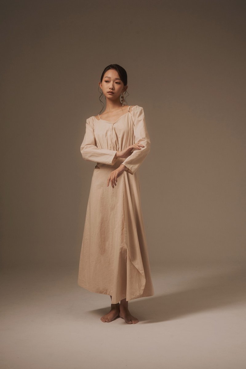 粉色背链洋装 - 洋装/连衣裙 - 棉．麻 粉红色