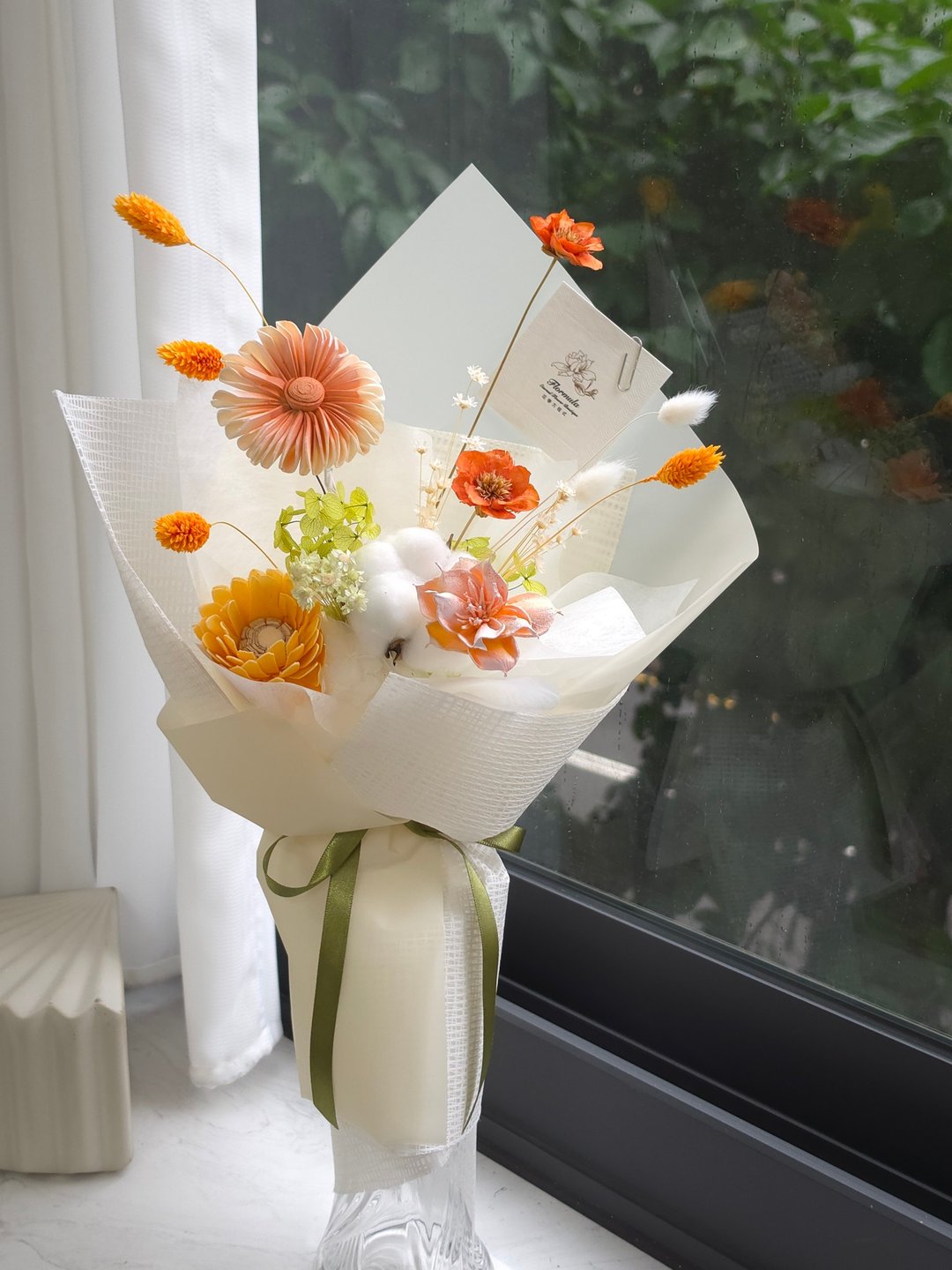 新品 l 线下取货 l 暖橘毕业花束 l 干燥花束 l 定制化 l 新品 - 干燥花/捧花 - 植物．花 橘色