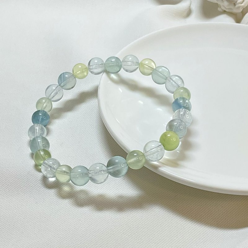【严选】碎冰海蓝宝 清透渐变葡萄石 蓝绿萤石 水晶手链 - 手链/手环 - 宝石 绿色