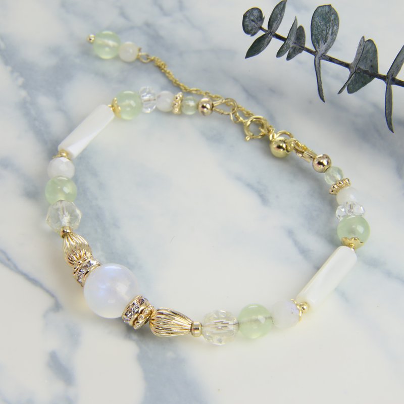小白 - 姐妹链 | 端午新品 | 蓝月光 葡萄石 圣诞礼物 母亲节礼物 - 手链/手环 - 宝石 白色