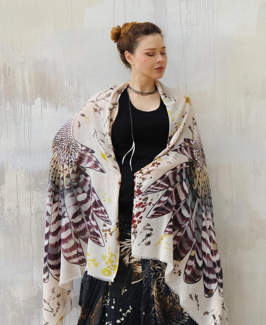Day Owl Shawl - 丝巾 - 棉．麻 