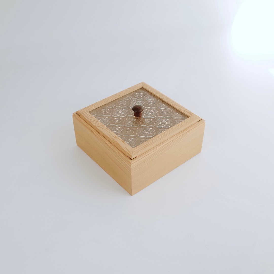 桧木玻璃提盖盒 - 收纳用品 - 木头 