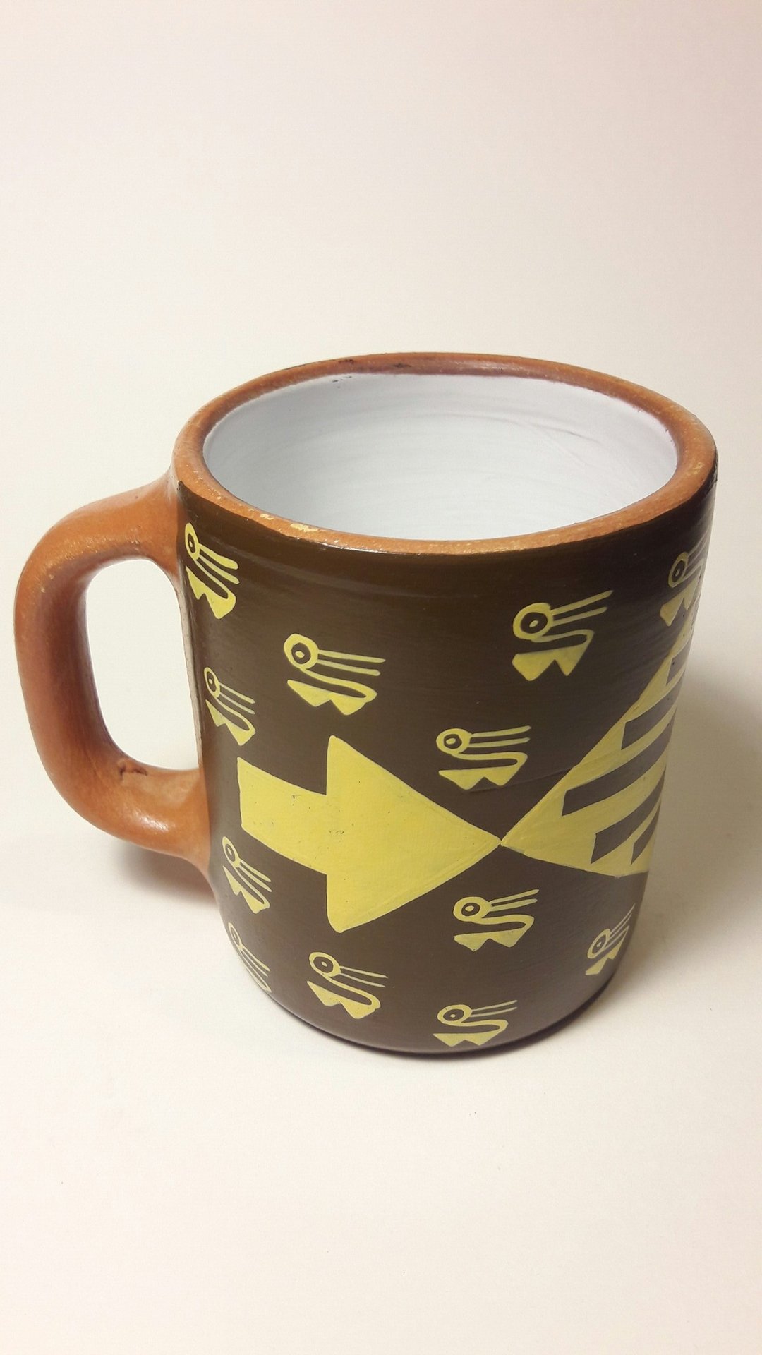 秘鲁手绘印加图腾马克杯 - 茶具/茶杯 - 陶 咖啡色