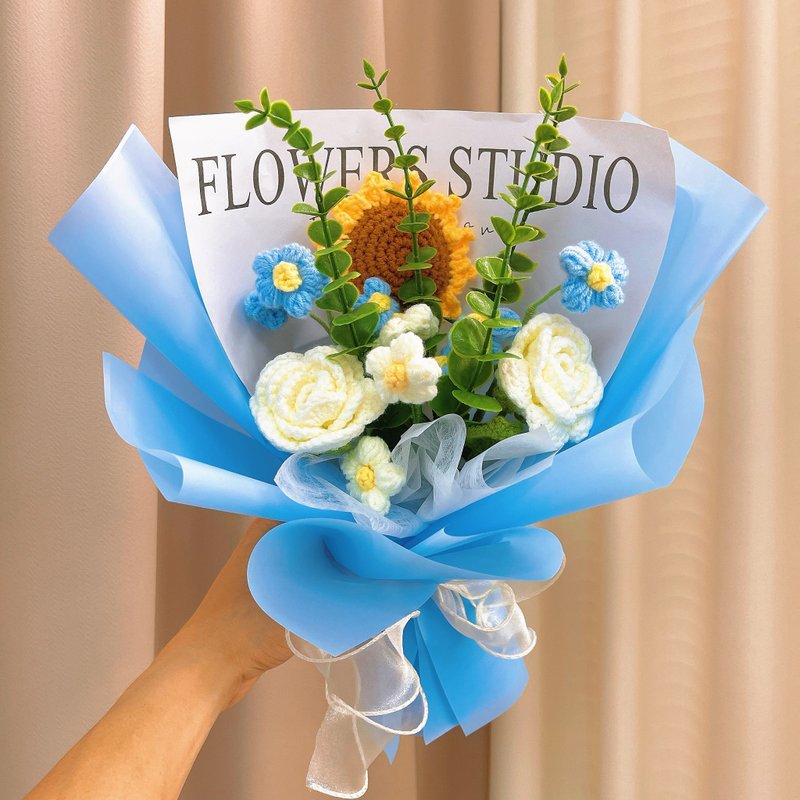 情人节礼盒  定制化礼物2025阳光花瓣交响曲 - 干燥花/捧花 - 棉．麻 蓝色