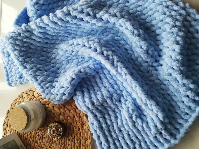 UNBELIEVEBLE PRICE! Mother's day gift idea weighted blanket chenille bedspread - 被子/毛毯 - 聚酯纤维 蓝色