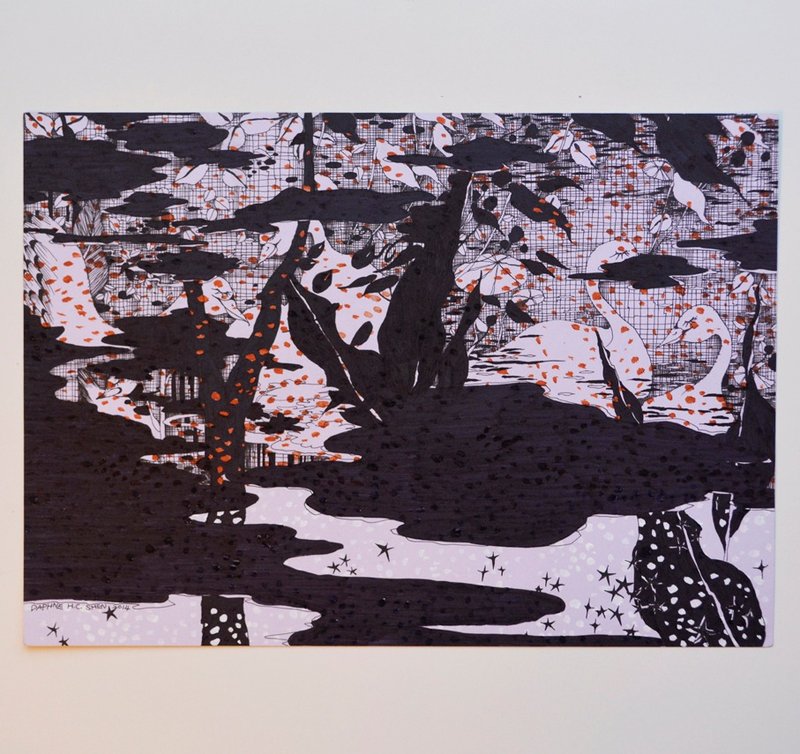 天鹅 爱情 温馨 童话 原创 手绘风格插画 - 刊物/书籍 - 纸 紫色