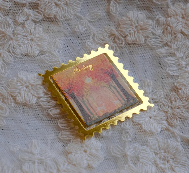 金属书签 - 夕阳下的枫叶 / 橘色系 - 书签 - 纸 