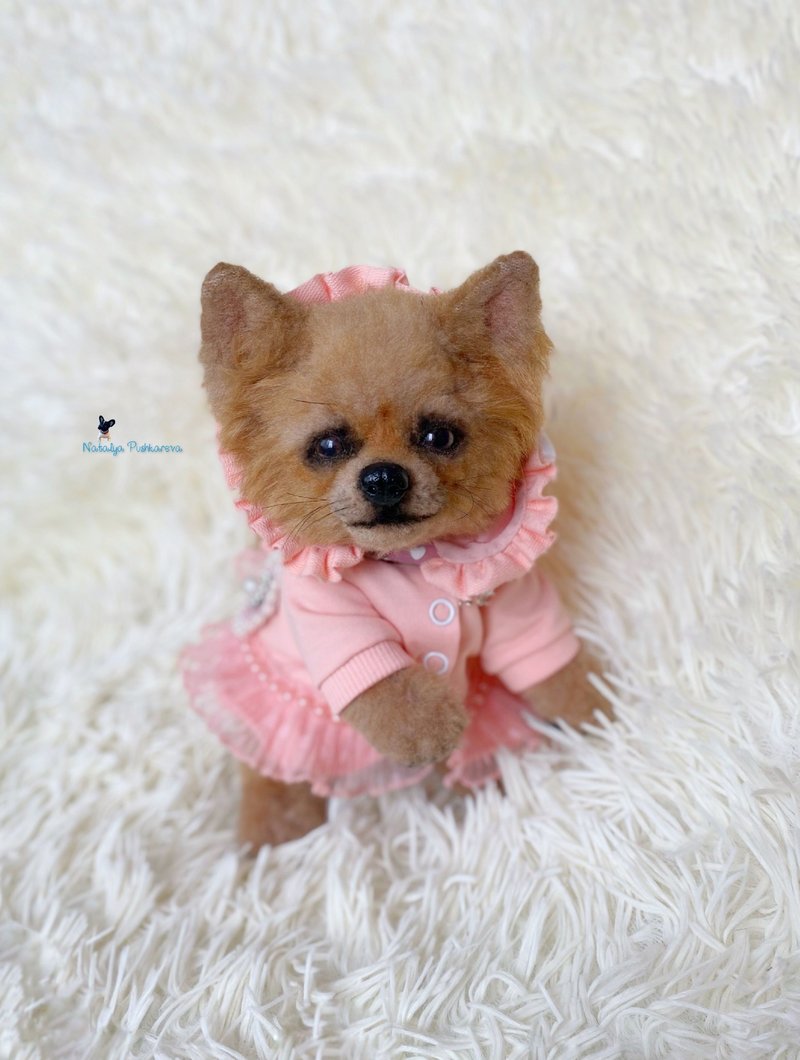 逼真的玩具吉娃娃小狗/狗 - 玩偶/公仔 - 聚酯纤维 咖啡色