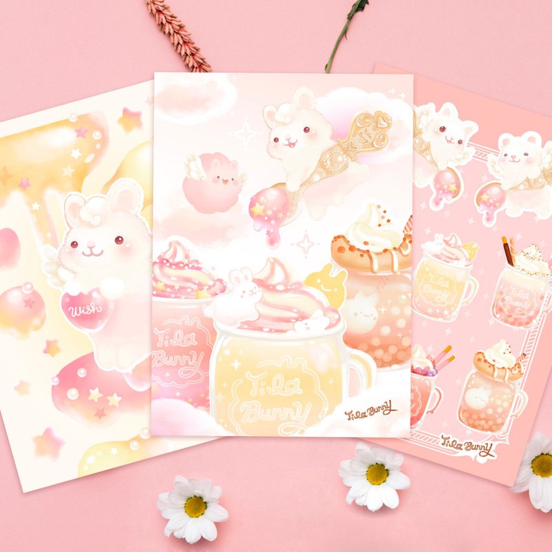 天使汤匙 兔 │明信片 │手帐交换卡片 - 卡片/明信片 - 纸 粉红色