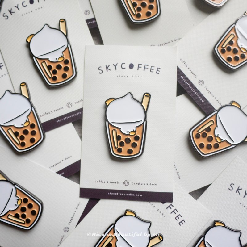 珍珠奶茶鸭 金属别针 - 徽章/别针 - 其他金属 