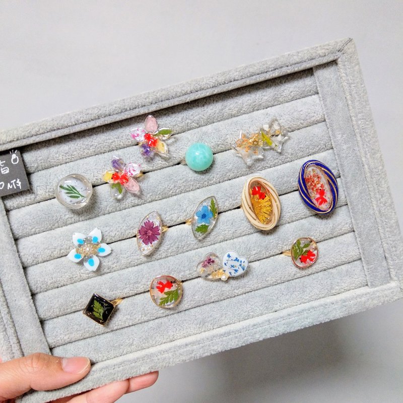 干燥花戒指 可调式 树脂戒指 14KGF - 戒指 - 树脂 多色