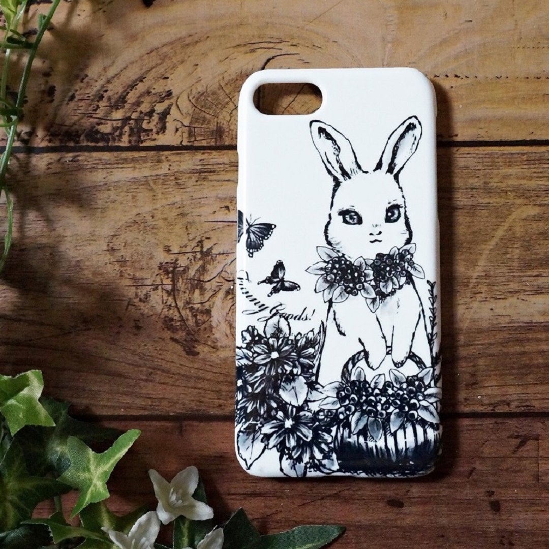 Ballpoint pen Handwriting rabbit iphone case smart phone case monotone - 手机壳/手机套 - 塑料 黑色