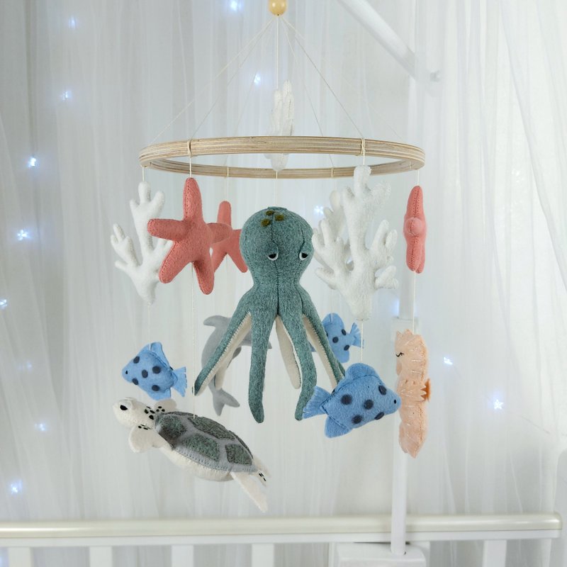 海洋床边旋转音乐玩具婴儿手机快乐床铃带投影仪 - 其他 - 环保材料 多色