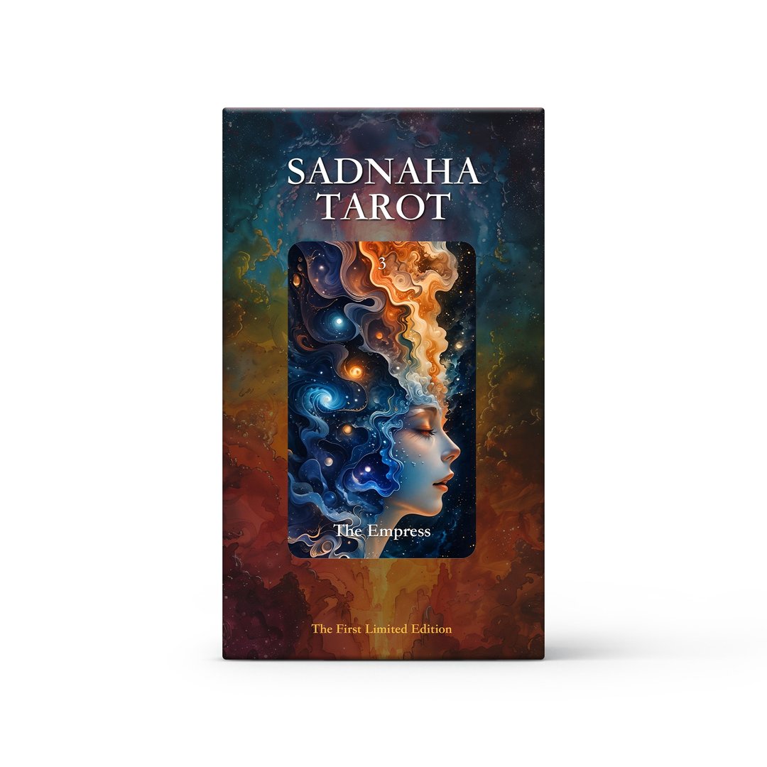 Sadhana灵性成长塔罗牌 限量版78张含说明书 全息银烫边黑芯纸卡 - 桌游/玩具 - 纸 多色