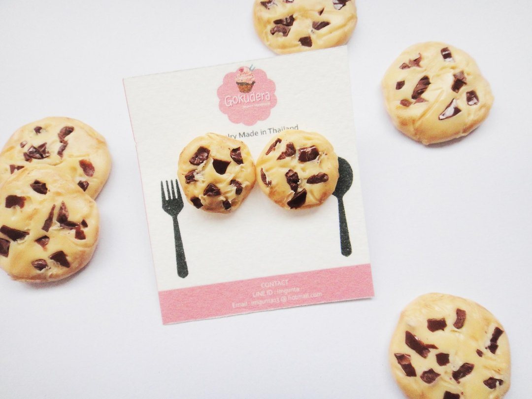 Earrings Cookies - 耳环/耳夹 - 粘土 金色