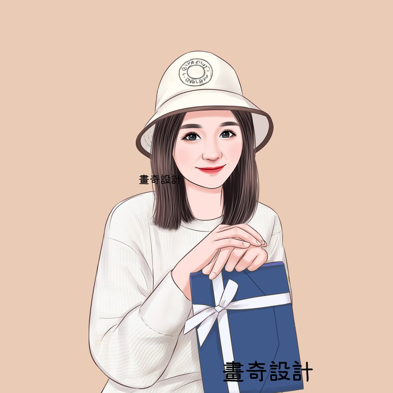 似颜绘 定制化 微写实风 人像画 全家福 手绘 情侣 生日礼物 插画 - 订制画像 - 其他材质 