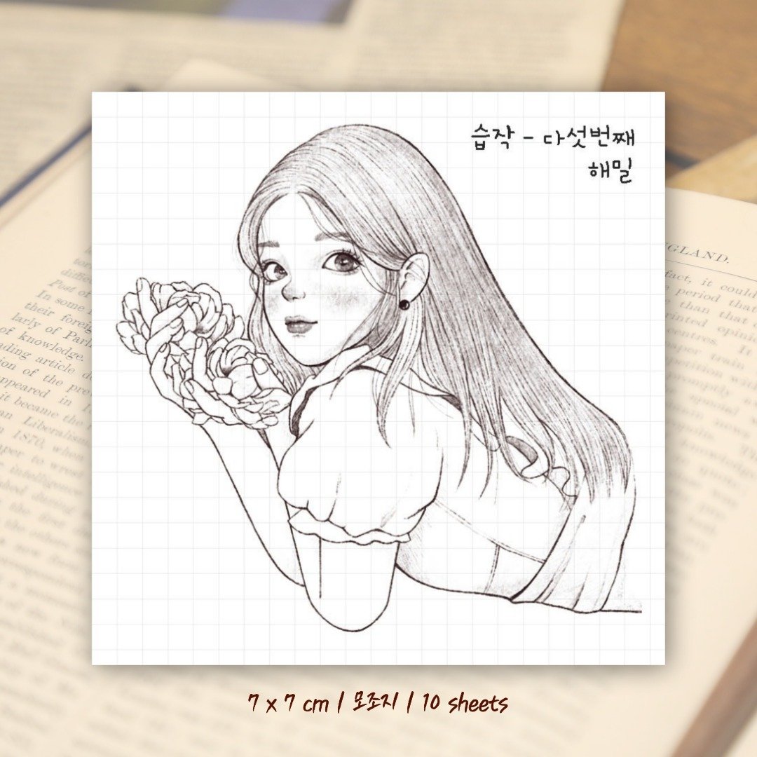 drawing study ver5 (hamil) 复古女孩女士人物贴纸 - 贴纸 - 纸 黑色