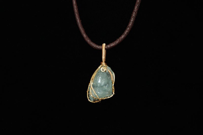 【水晶系列】海蓝宝原矿缠绕坠饰2 - 项链 - 宝石 多色