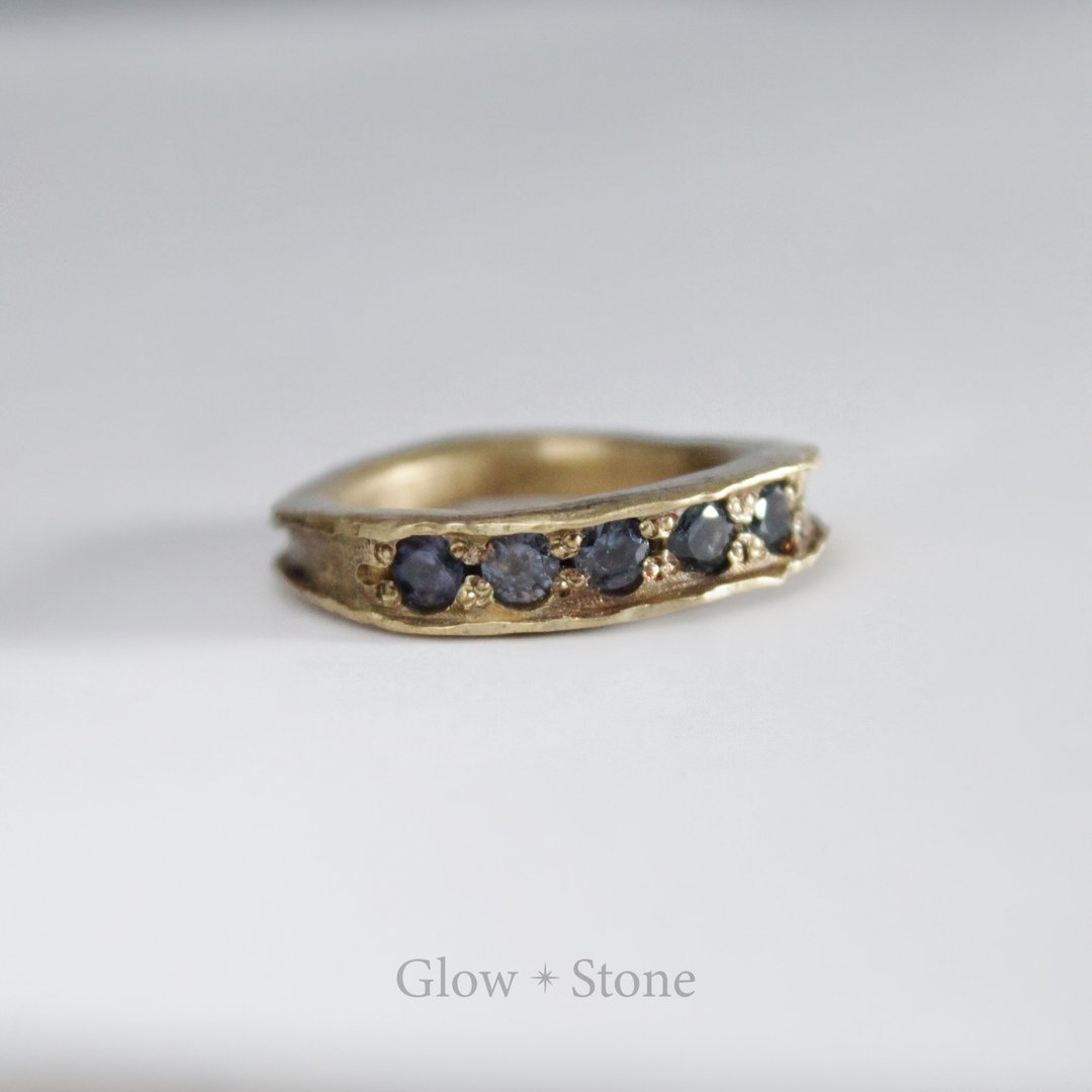 彩宝Gemstones宝石 灰紫尖晶石手工戒指 - 戒指 - 铜/黄铜 卡其色