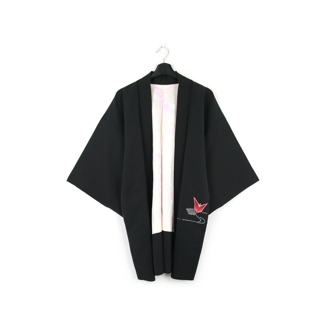 Back to Green-日本带回羽织 刺绣渐层桃色图样 /vintage kimono - 女装休闲/机能外套 - 丝．绢 