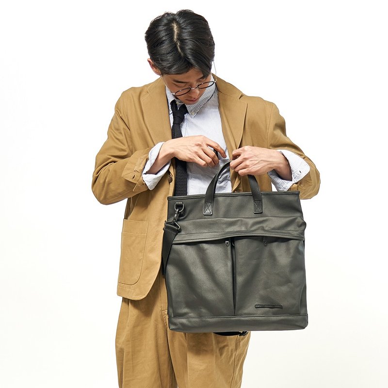 RAWROW-极黑系列-13寸两用双层托特包(手提/肩背)-RTO162BK - 手提包/手提袋 - 棉．麻 黑色