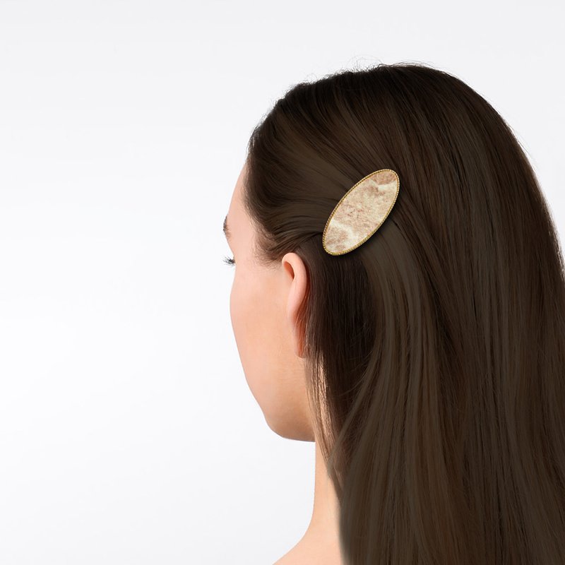 大理石简约小圆发夹 | 金锋白丨生日礼物丨实用礼物丨情侣礼物 - 发饰 - 石头 金色