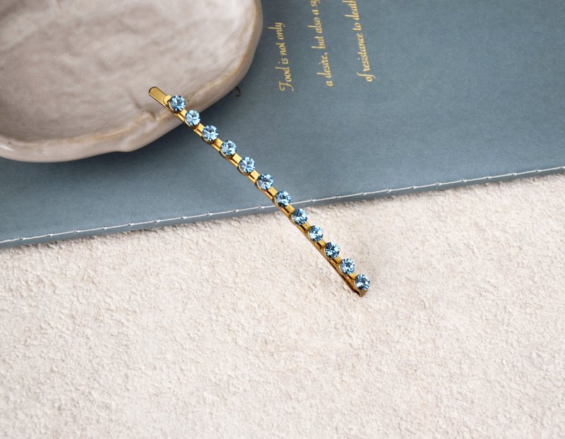 【复古新时尚】施华洛世奇水晶发夹  清新海蓝 - 发饰 - 水晶 蓝色