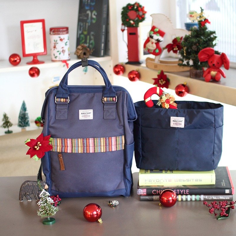 ★★超值组★★小Size高度可变包中包-蓝色 (+憨脸阔口后背包) 可选择礼盒出货，但需邮寄 - 后背包/双肩包 - 防水材质 蓝色