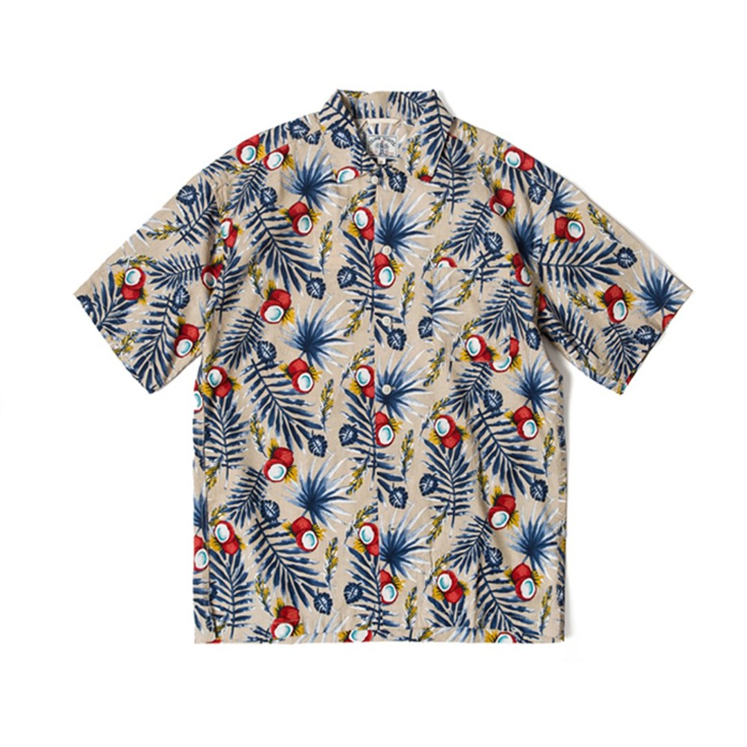 ISLAND SCOUTS 全棉复古夏威夷衬衫 - 米色热带印花 - 男装衬衫 - 棉 多色