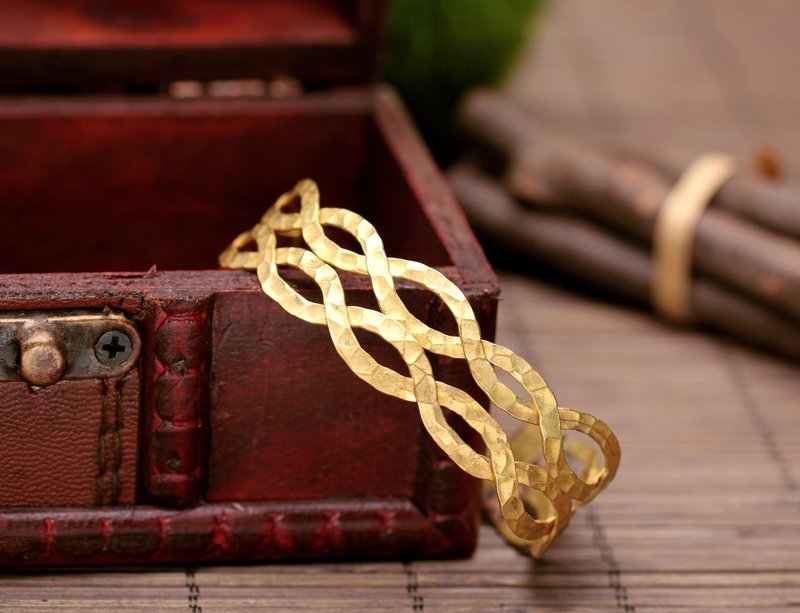 双圈麻花黄铜手环 - 手链/手环 - 宝石 咖啡色