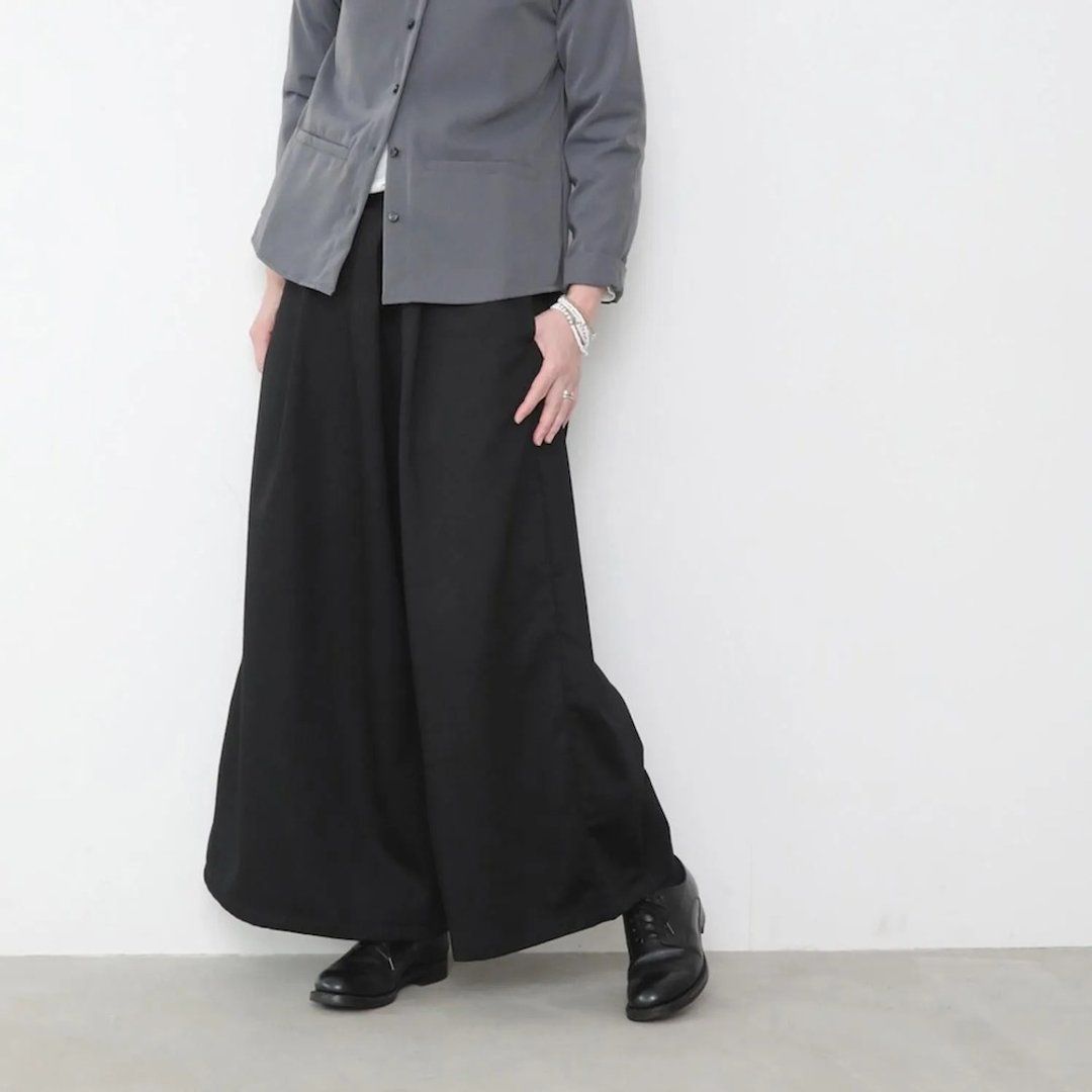 OMAKE.jp 前折单扣裤MakiPants 黑 - 女装长裤 - 棉 黑色