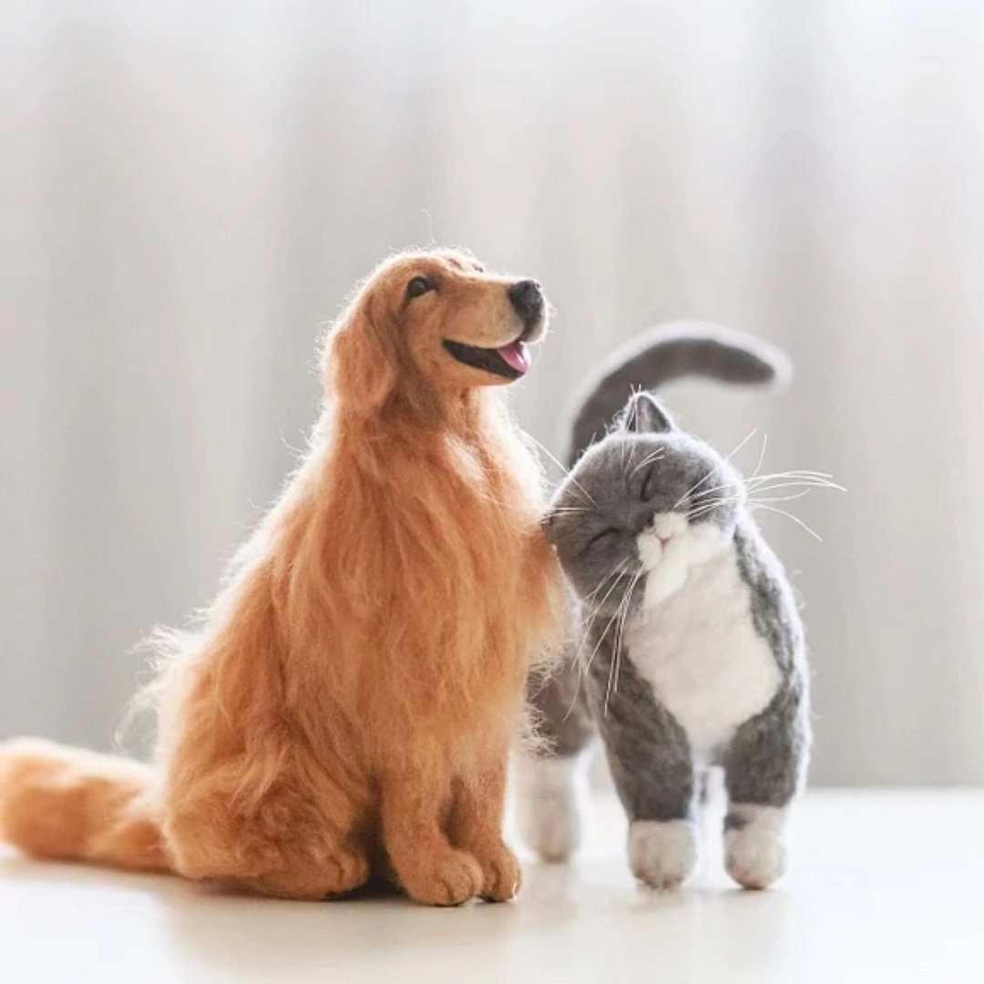 定制 逼真犬 毛孩 宠物 金毛犬 羊毛毡 娃娃 似颜绘 纪念 狗狗 l4 - 玩具 - 羊毛 多色