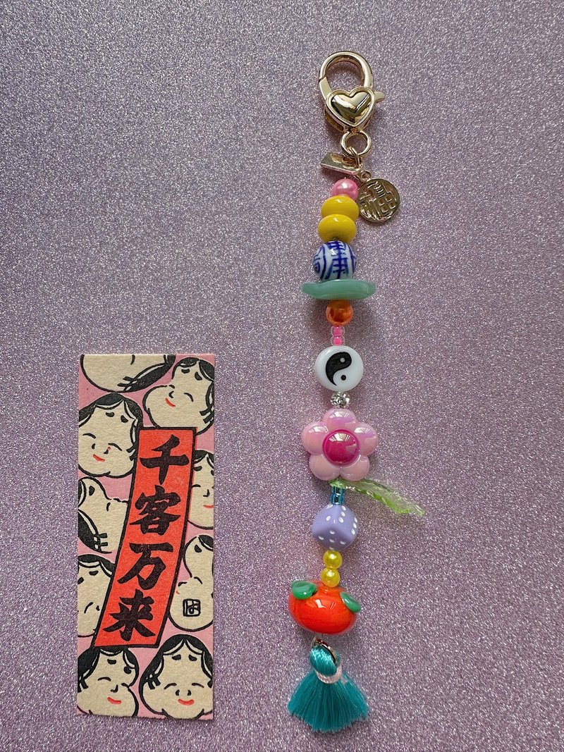 【新年礼物】琉璃 玻璃 橙 流苏 电话包包手袋挂饰| 吊饰 y2k - 挂绳/吊绳 - 其他材质 多色