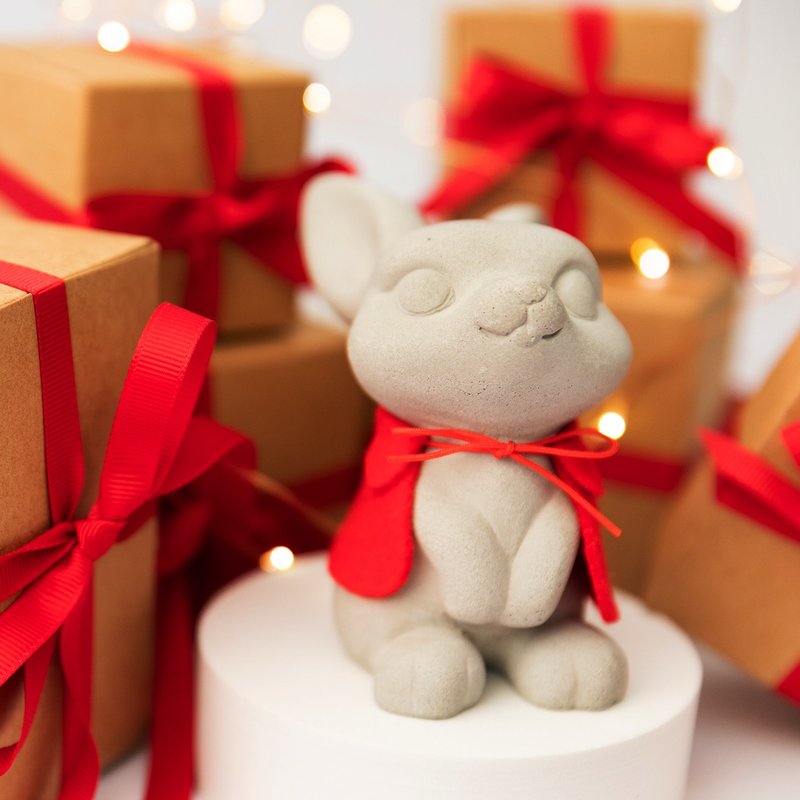 【圣诞精选】友谊万岁小兔子 水泥扩香石 交换礼物 - 摆饰 - 水泥 灰色