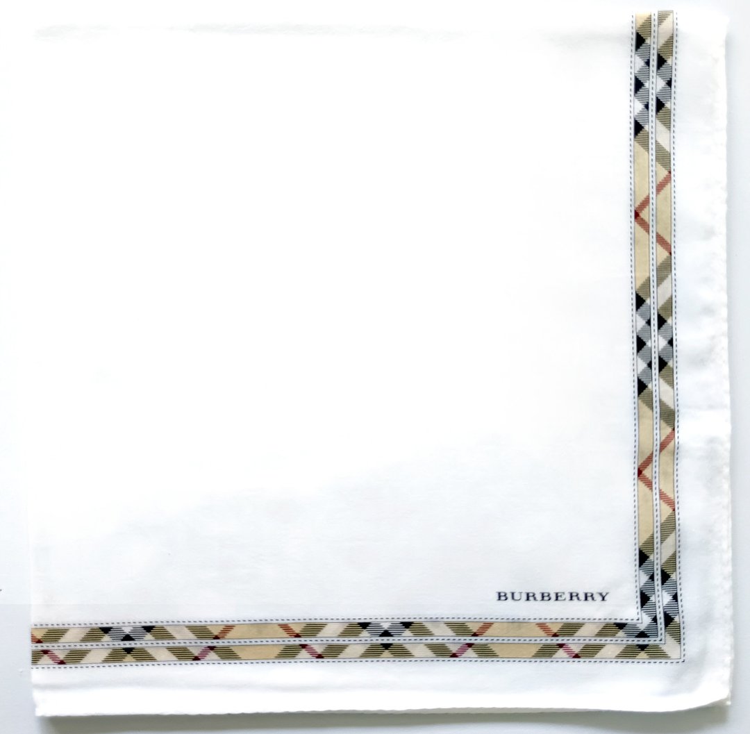 Burberry 复古手帕 简约纯白口袋巾 20 x 20 英寸 - 手帕/方巾 - 棉 白色