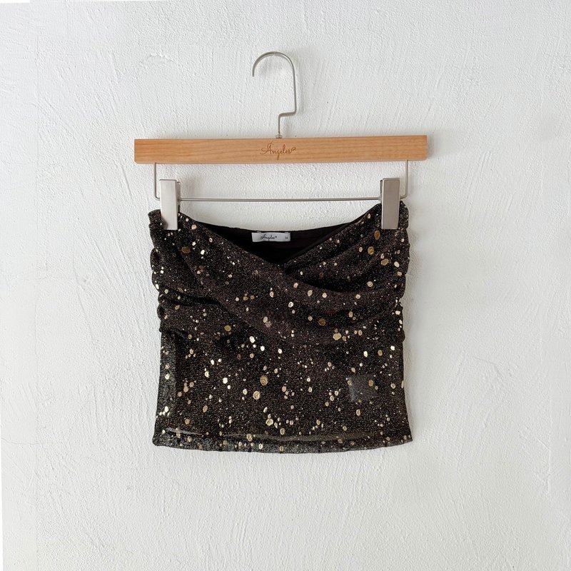 订制系列-胸口抓折平口上衣(金沙点点) - 女装背心 - 其他材质 金色