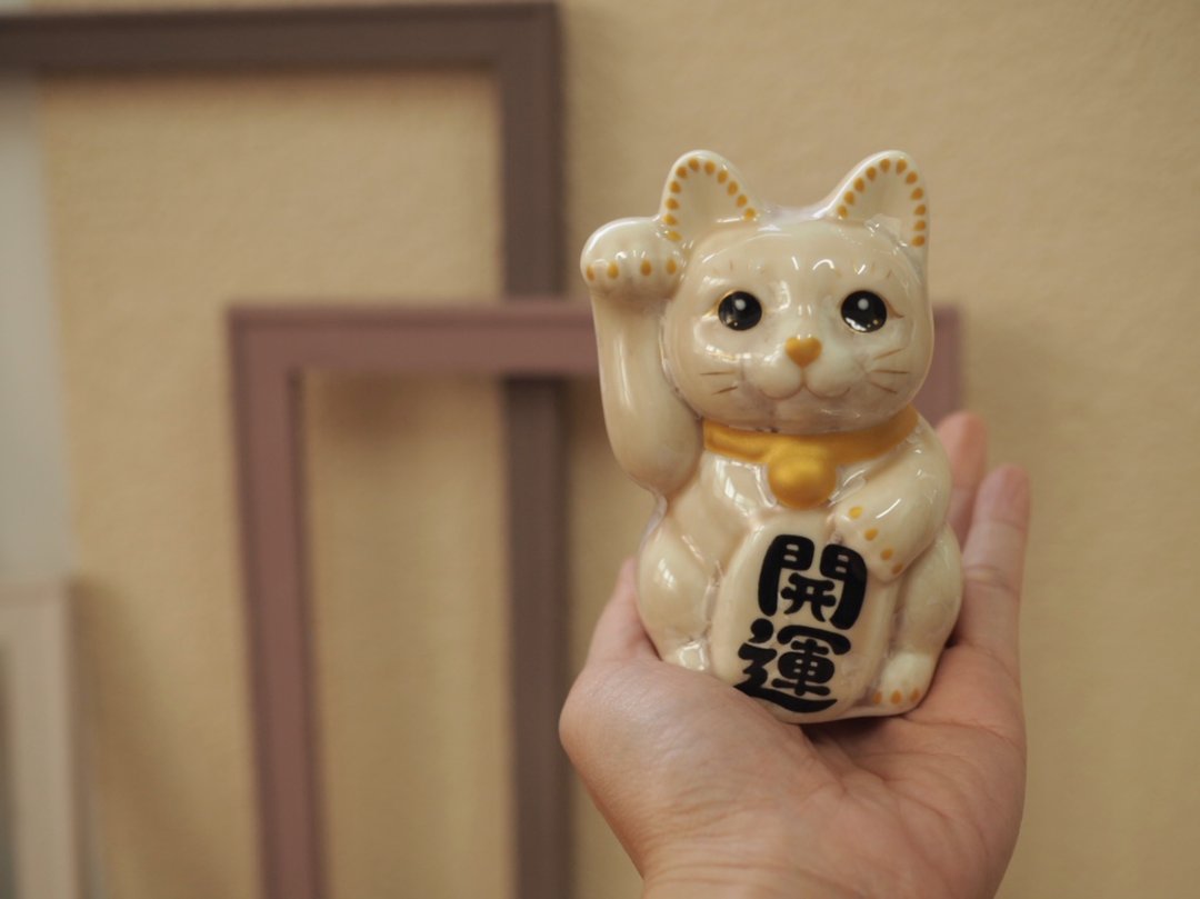 京烧 清水烧 |花结晶 迷你 卡其 右手 开运 - 摆饰 - 陶 