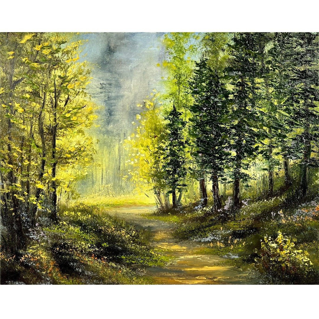 森林绘画原创风景艺术树木绘画 40x50 厘米/ 16 x 20 英寸 - 海报/装饰画/版画 - 棉．麻 多色
