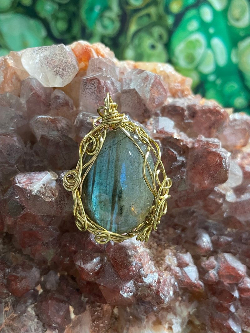 拉长石项链 - 项链 - 半宝石 绿色