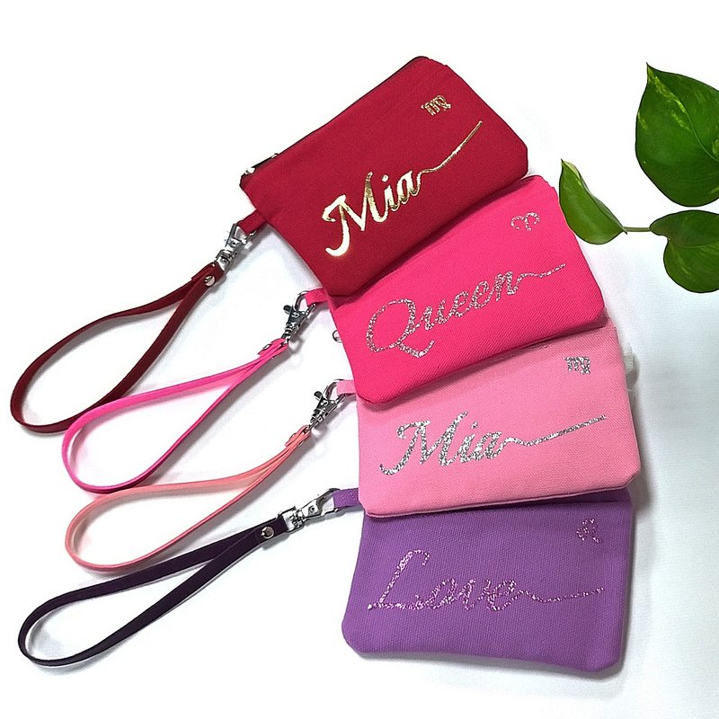 专属 零钱袋 10色可选 定制文字 卫生纸包 杂物袋 小零钱包 礼物 - 零钱包 - 棉．麻 粉红色