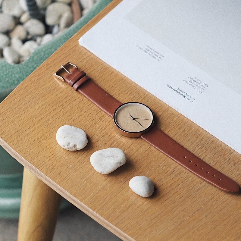 White Wood X Chocolate - 女表 - 真皮 咖啡色