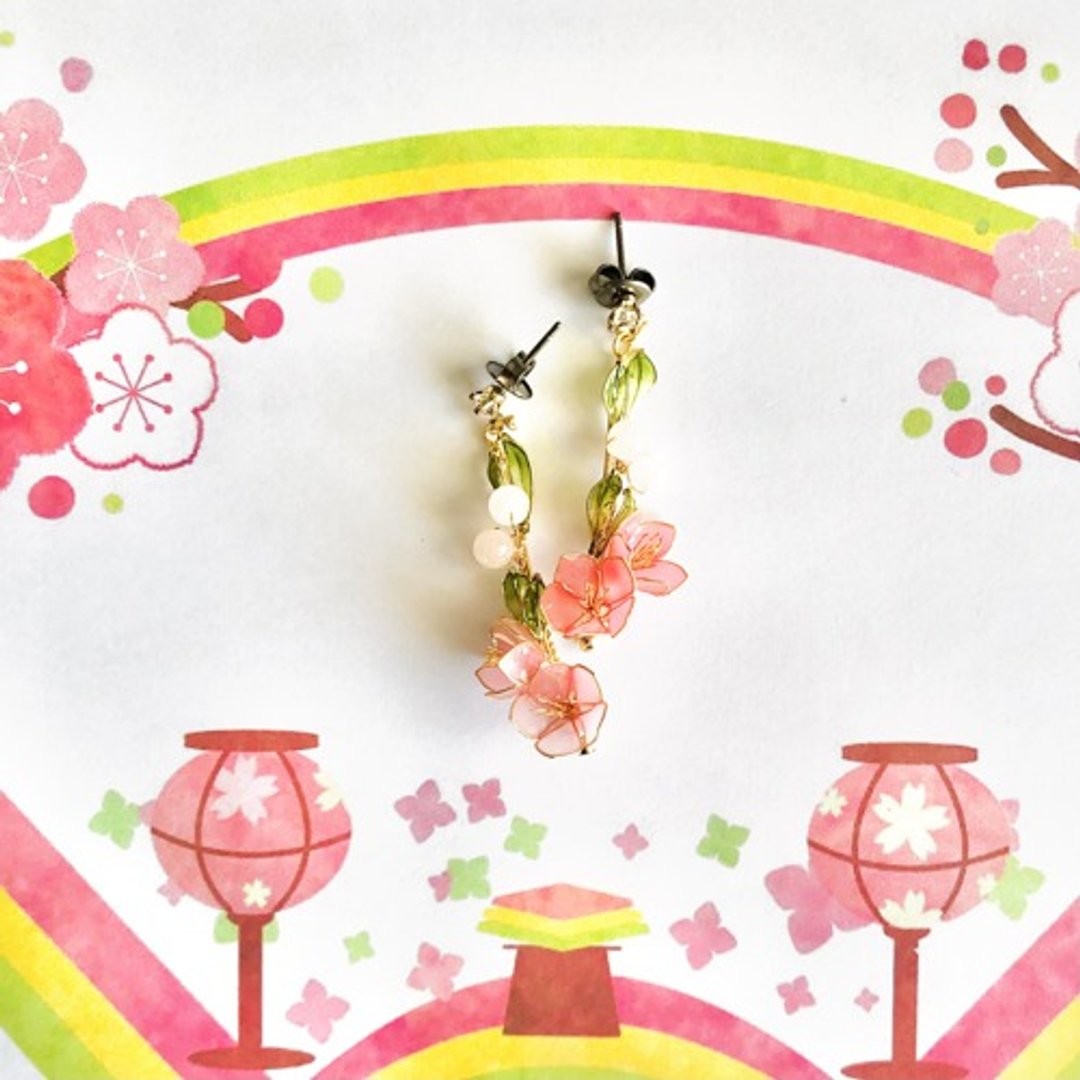 ~ Peach flower lover ~ Dip jewelry Clip-On that change color Adult cute spring Graduation ceremony Entrance ceremony Reward - 耳环/耳夹 - 塑料 粉红色
