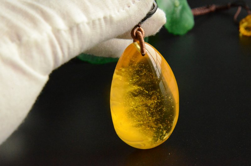 【星雨】极品天然金沙白花蜜蜡琥珀意境吊坠项链 - 项链 - 宝石 