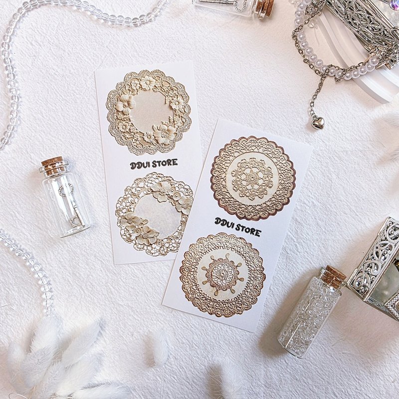 复古棕桌巾花贴纸 - 贴纸 - 纸 卡其色