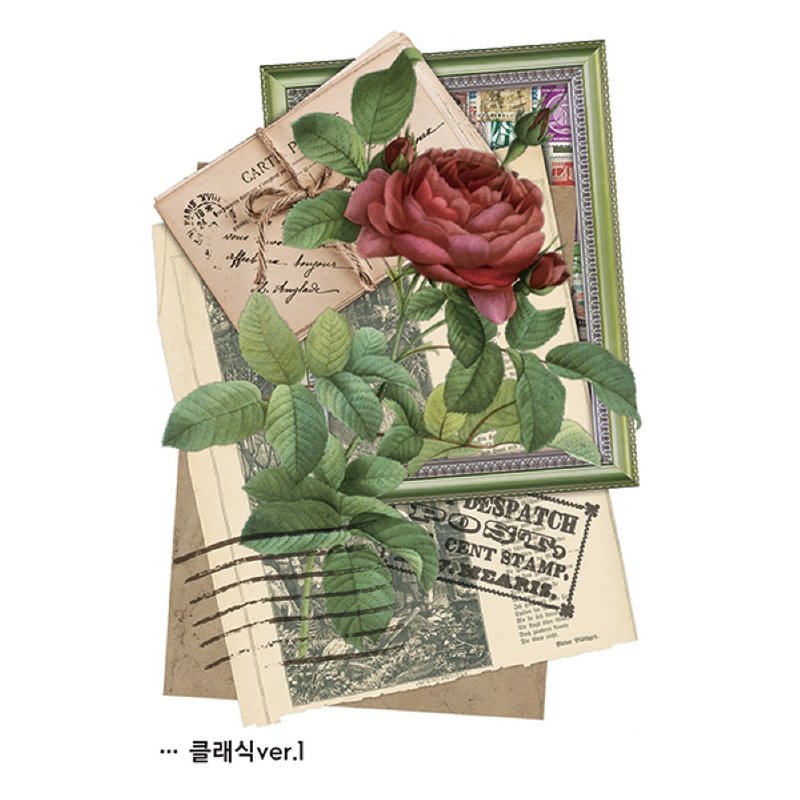经典拼贴画框花卉字母 5款 (blackraccoon) VINTAGE - 贴纸 - 纸 多色