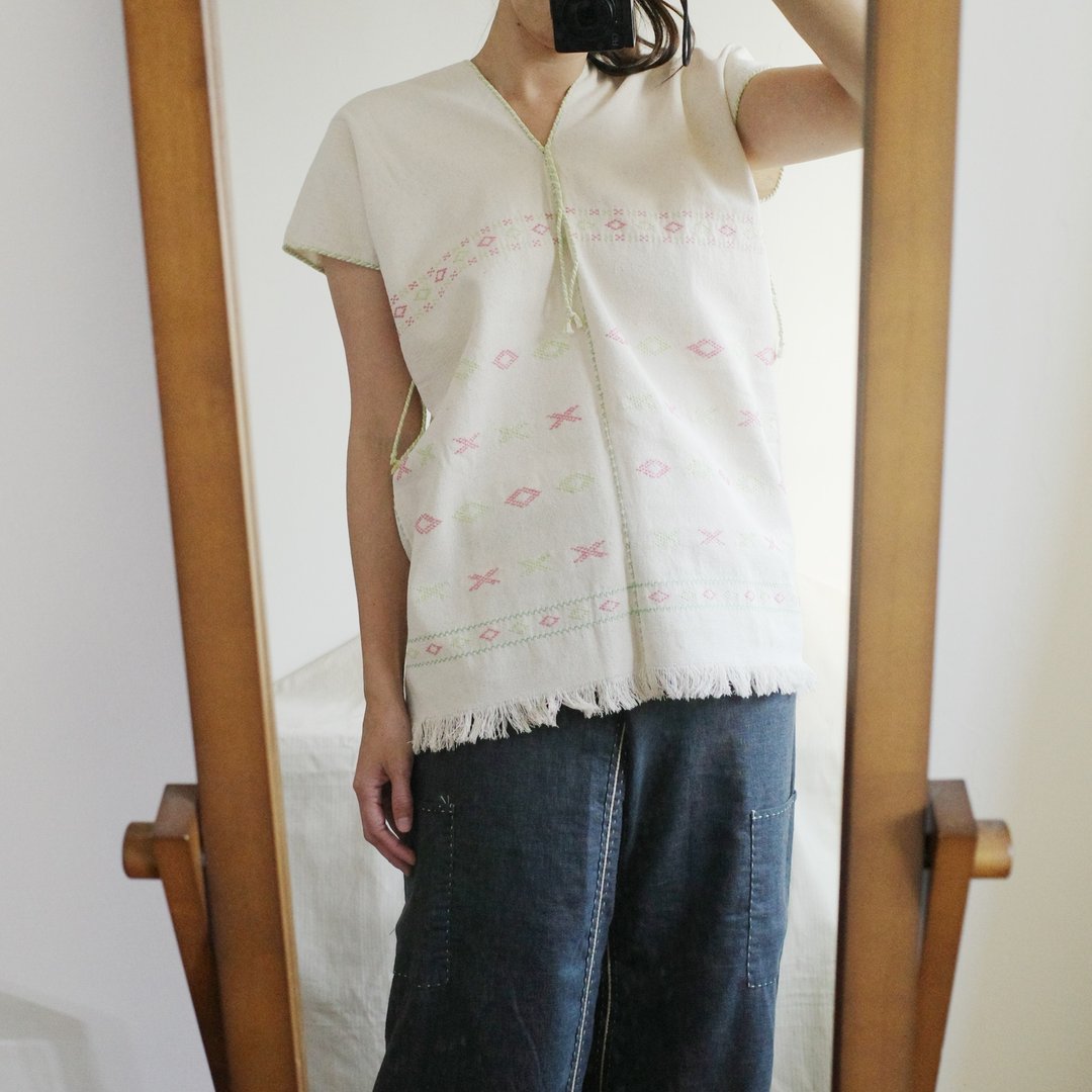Karen shirt 泰北山岳民族克伦族手织布手工刺绣天然染织上衣 - 女装上衣 - 棉 